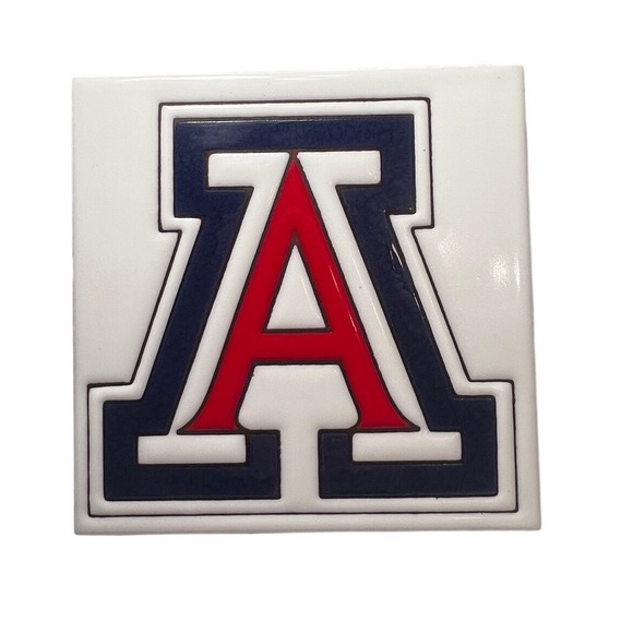 The Unbranded Brand Other - Vtg UofA Arizona Wildcats 6x6 Tile Made in Italy Block A Trivet Decor Art 3D